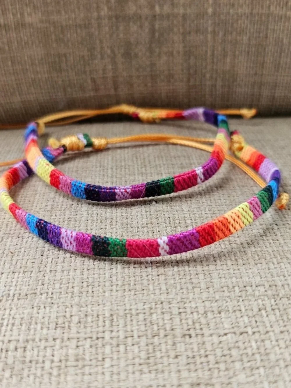 Lot of 2 Bracelet Multi Color Fabric Wrist Band Fashion Jewelry Set of 2 New